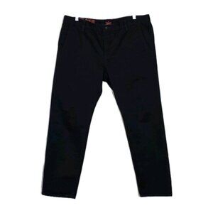 Dockers Alpha Khaki Pants Men 38x30 Black Twill Cotton Alpha Slim Tapered Casual